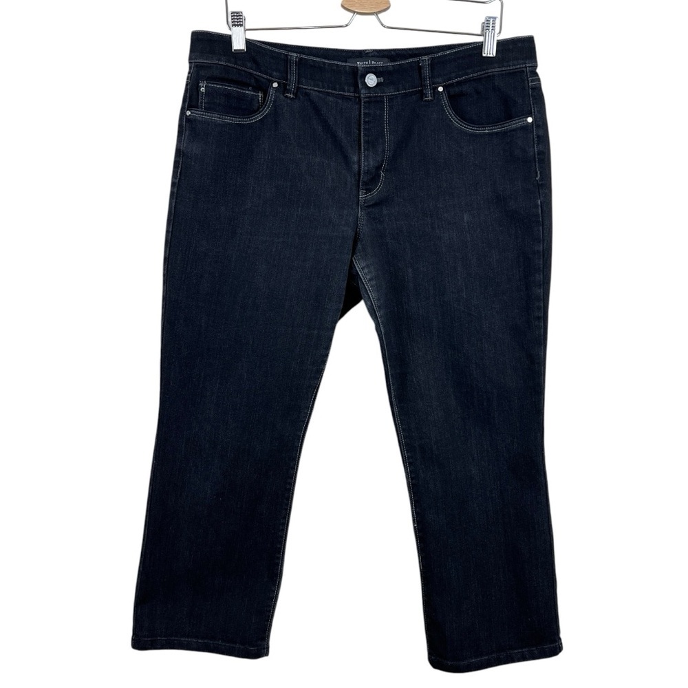 White House Black Market Crop Leg Black Metallic Jeans Women’s Size 14